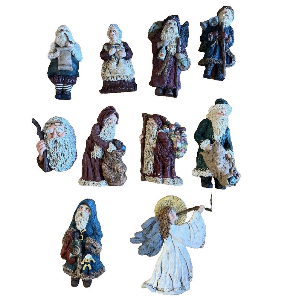 Vintage June McKenna‎ 1980's-1990's Flat back Santa 5.5" Lot Of 10